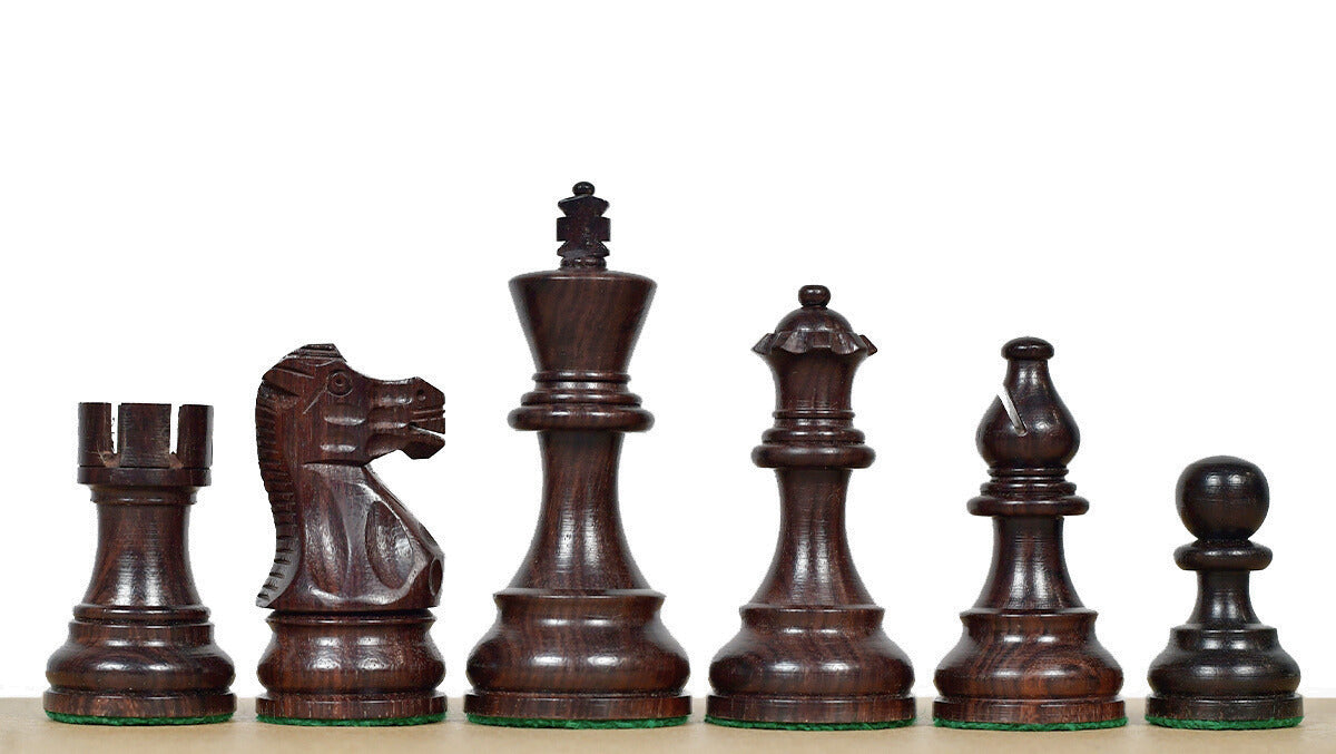 Smokey Staunton Series Chess Pieces in Rosewood & Boxwood - 3.8" King