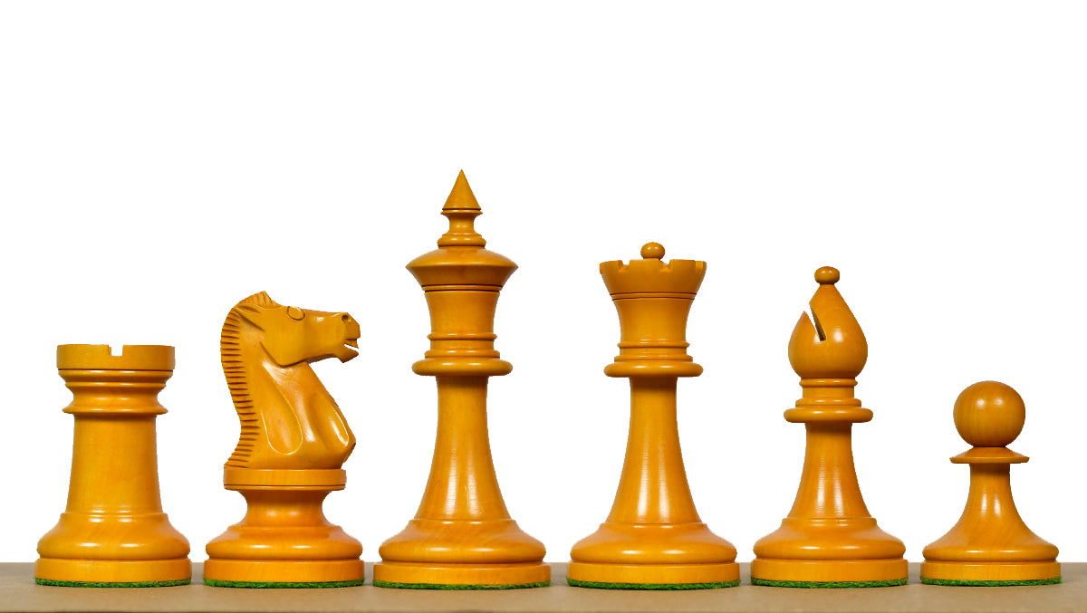 IMPROVED Repro 1904 Cambridge Springs International Tournament Chess Pieces in Ebonized & Antiqued Boxwood - 4" King