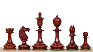 Reproduced 3.5" King Size William Hamlett Wooden Chess Pieces in Bud Rosewood / Boxwood