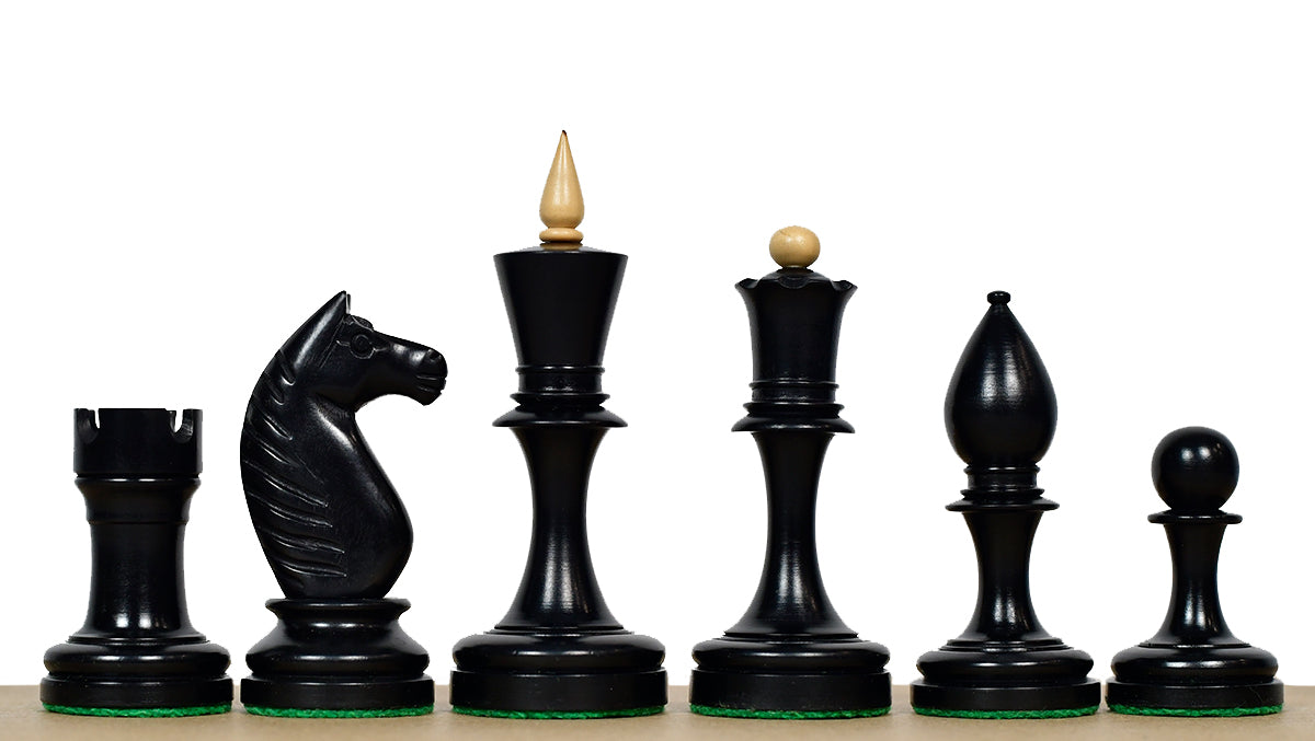 The Repro of Averbakh 1949 Moscow Chess Championship Chess Pieces in Ebonized & Boxwood 4.20 inch King - 1130 Grams Weight