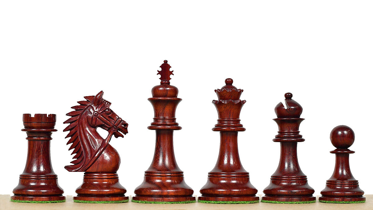 The Bridle Series Luxury Heavy Weighted Chess Pieces in Bud Rosewood / Boxwood - 4.2" King