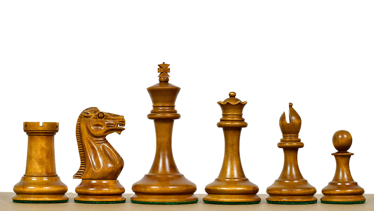 The 1849 Cooke Type 2 Jaques Staunton Weighted 3.5 inch King Chess Pieces in Ebony wood and Vintage Antique Boxwood - 1100 Grams Weight