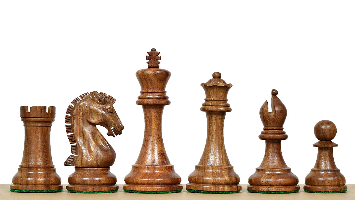 Craftsman Knight Staunton Chess Pieces in Sheesham Wood & Boxwood - 3.9" King - Best Seller