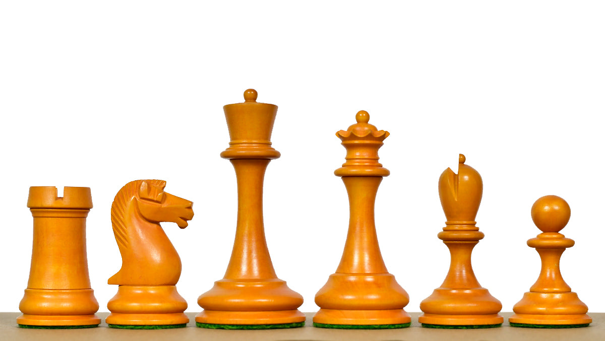 Reproduced B & Co 1860s Antique Chess Pieces in Ebony / Antiqued Box wood - 3.9" King