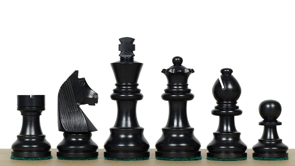 German Knight Tournament Series Staunton Chess Pieces in Ebonized Boxwood & Box Wood - 3" King