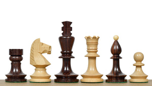 Romanian-Hungarian National Tournament Weighted Chess Pieces in Indian Rosewood & Natural Boxwood - 3.8" King