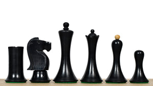 Minimalist Soviet-Style Chess Pieces In Ebonized & Boxwood - 3.7” King