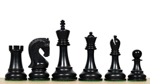 Leningrad Club-Sized Wooden Chess Pieces in Black Ebonized Wood & Boxwood- 4.0" King