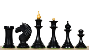 1950s' Soviet (Russian) Latvian (Queen's Gambit Series) Chess Pieces in Ebonized Boxwood & Natural Boxwood - 4.1" King
