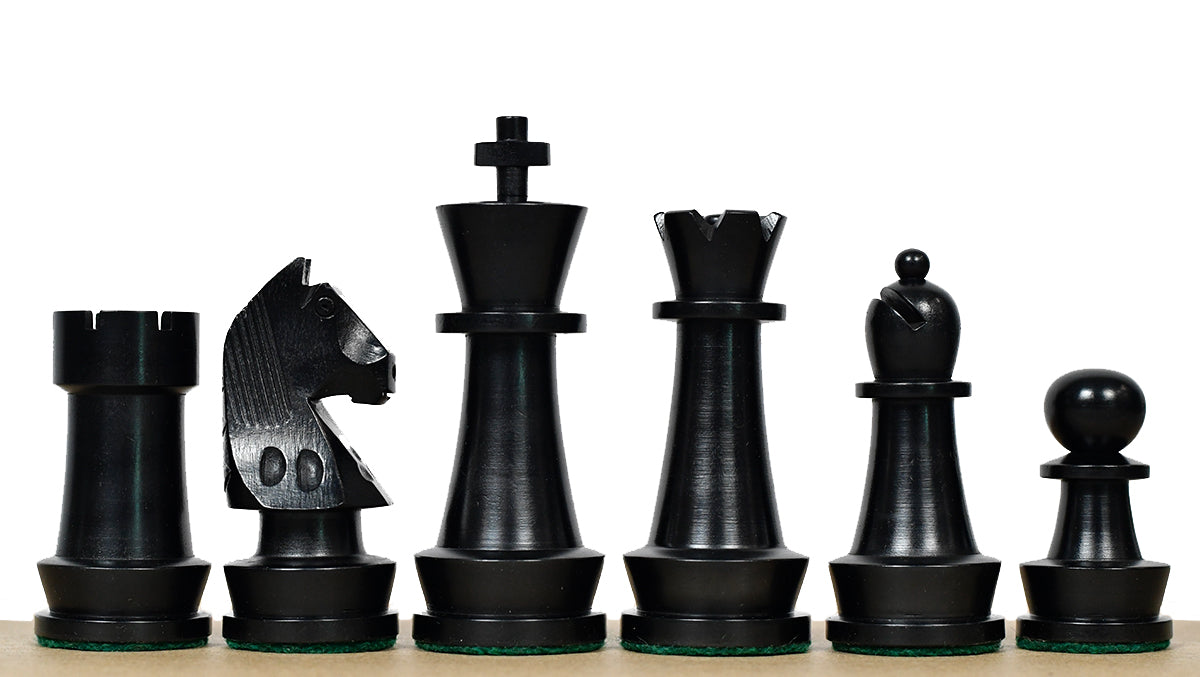 The Championship Series Staunton Chess Pieces in Ebonized Boxwood & Natural Boxwood - 3.75" King