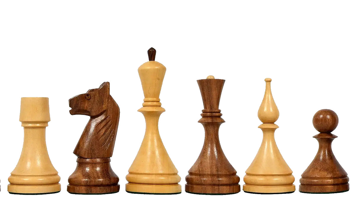 Reproduced 1961 Soviet Championship Baku Chess Pieces in Sheesham / Box wood - 4" King