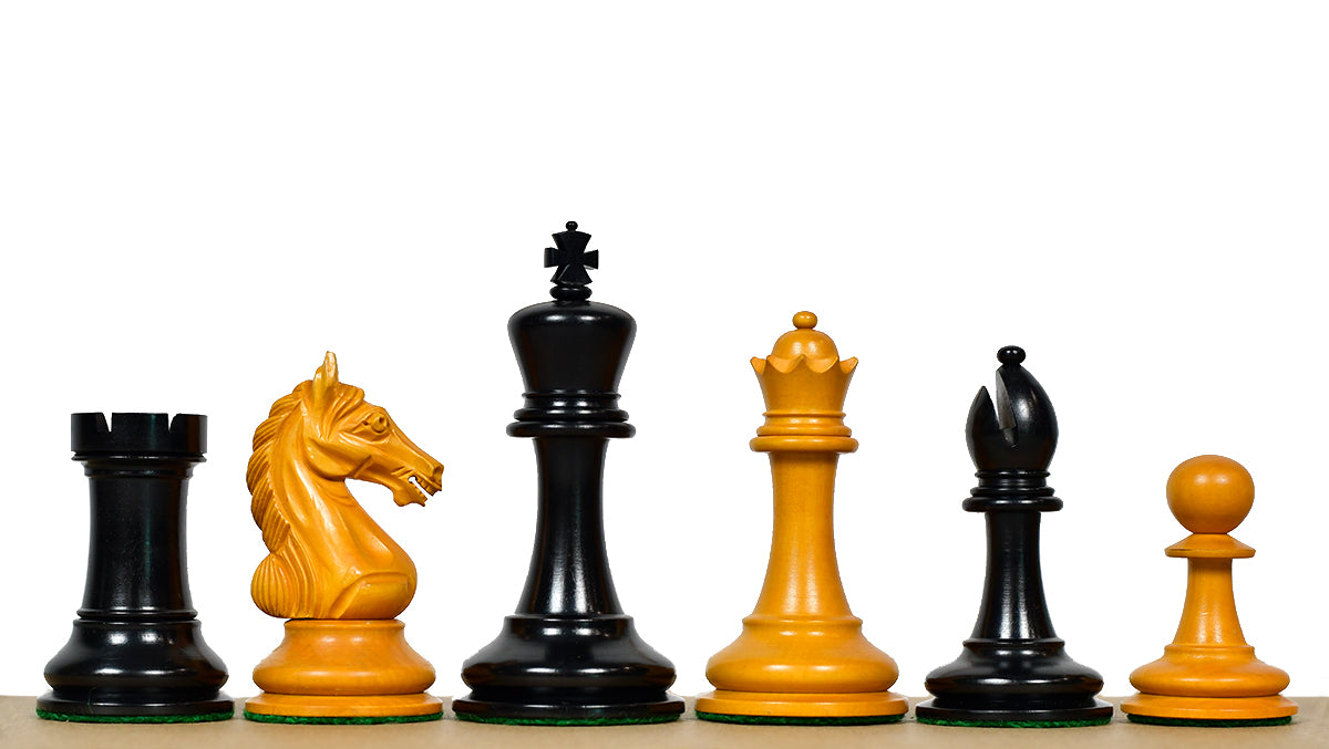 4.0'' The Ancient Indian Warrior Staunton Luxury Series Chess Pieces in Ebony / Antiqued Box Wood - 1660 Grams