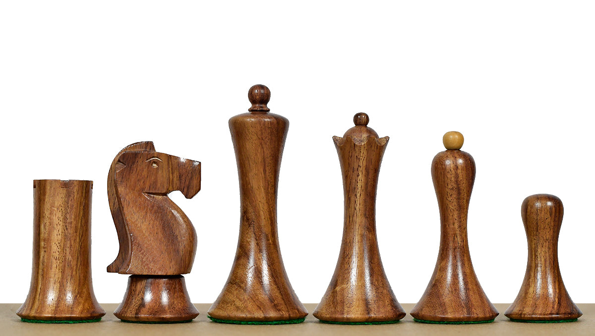 Minimalist Soviet-Style Chess Pieces In Sheesham & Boxwood - 3.7” King