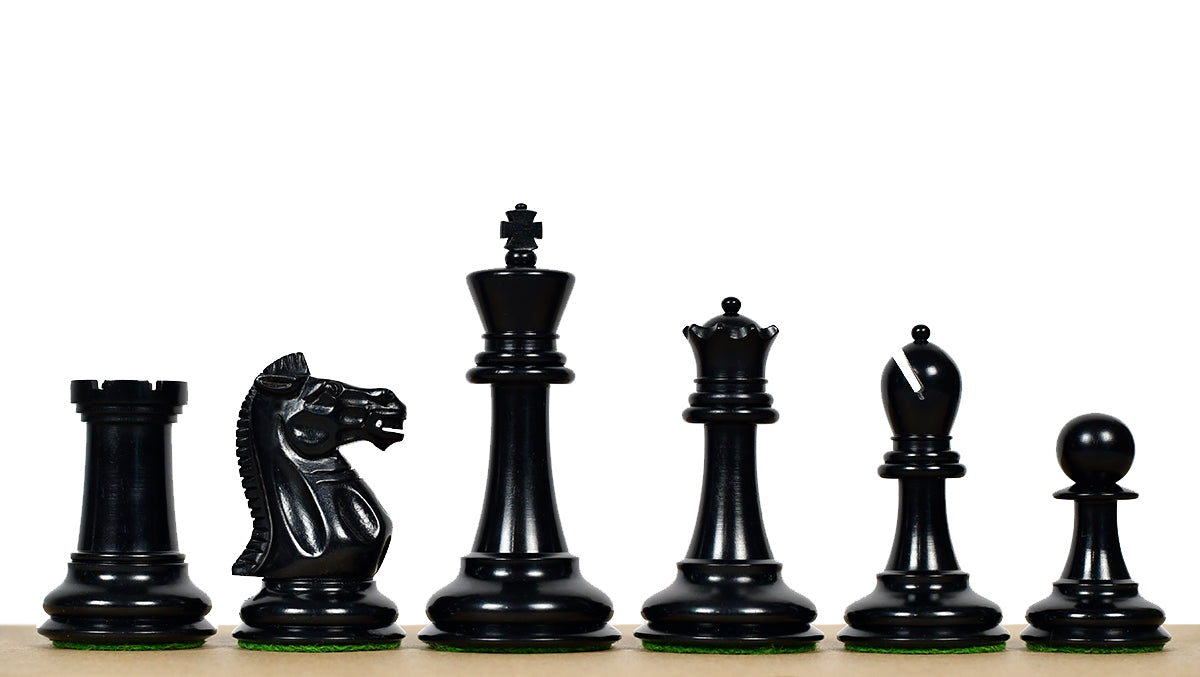 Vintage 1915-1925 Nimzovich Staunton Chess Pieces in Ebony & Boxwood – 3.75" King with King’s Side Marking – 1366g – Pieces Only