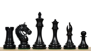 The American Bridle Triple-Weighted Chess Pieces with Extra Queen - Handcrafted in Ebony & Boxwood 4.2" King