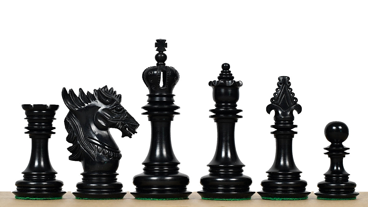 The Dragon Knight Series Wooden Chess Pieces Carved in Ebony / Boxwood - 4.7" King