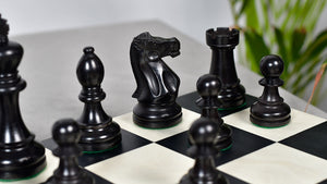 American Staunton Series Weighted Tournament Chess Pieces in Ebonized Boxwood & Boxwood - 4.1" King