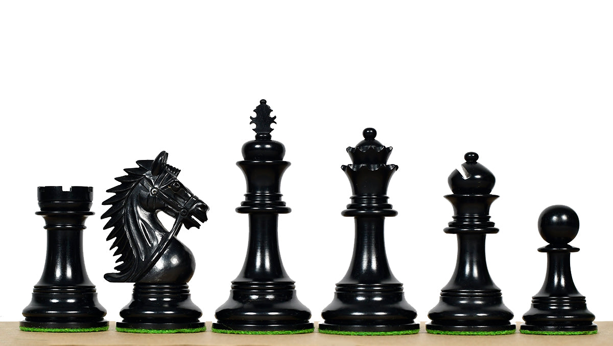 The Bridle Series Luxury Triple Weighted Chess Pieces in Ebony Wood / Boxwood - 4.2" King