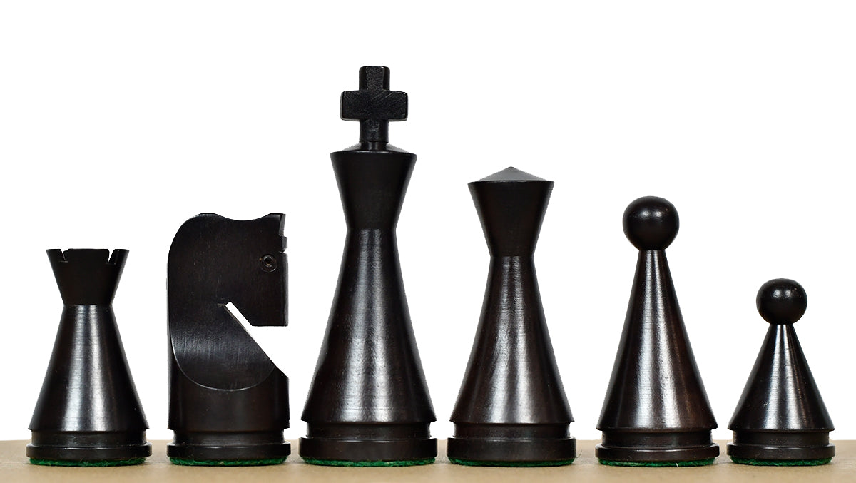 4.09" Classic Series Cone Shaped Chess Pieces in Ebonized Boxwood & Natural Boxwood - 940 Grams