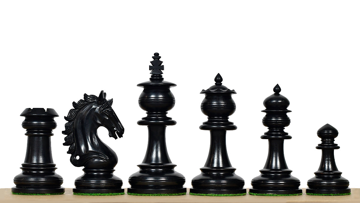 The Artisan Knight Handcrafted Luxury Wooden Chess Pieces In Ebony Wood & Natural Boxwood - 4.4" King