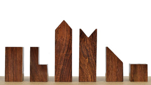 1966 F. Lanier Graham Chess Pieces - Minimalist Design in Sheesham & Boxwood - 2.79" King