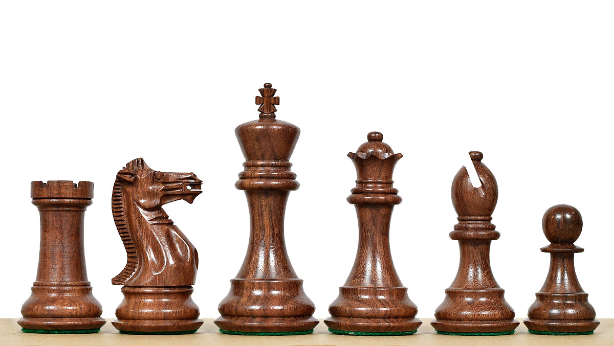 The Honour of Staunton (HOS) Series Weighted Chess Pieces in Sheesham & Natural Boxwood - 4.0" King