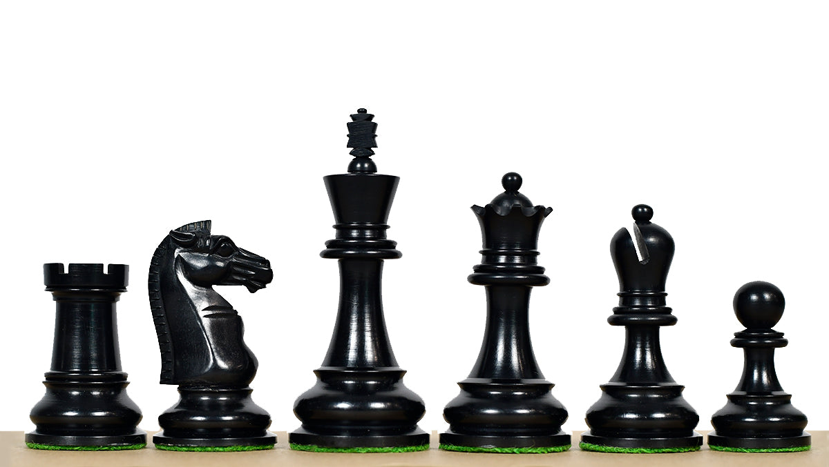 British Chess Company (BCC) Popular Staunton Double Collared Chess Pieces in Ebony & Boxwood - 4.2" King