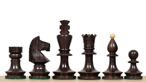 Romanian-Hungarian National Tournament Weighted Chess Pieces in Indian Rosewood & Natural Boxwood - 3.8" King