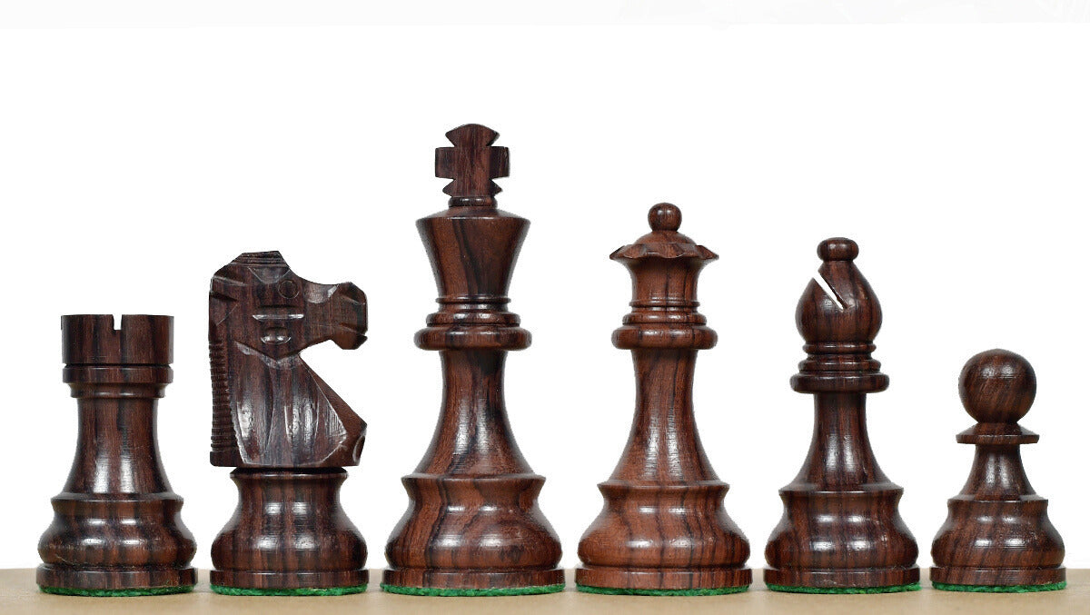 French Lardy Exclusive Tournament Size Weighted Wooden Chess Pieces in Indian Rosewood / Box wood - 3.75"