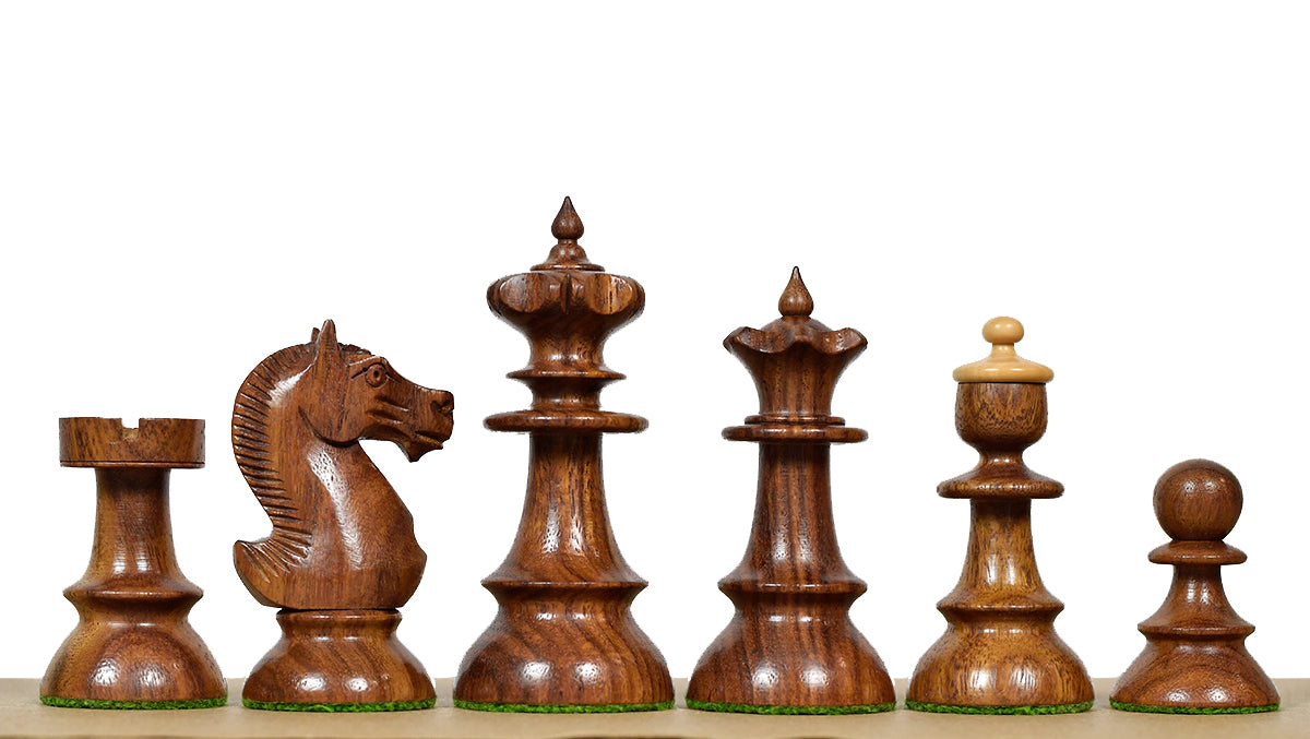 Vintage Series Original Austrian Coffee House Old Vienna Chess Pieces in Sheesham Wood and Boxwood V2.0- 3.75" King
