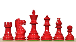 Smokey Staunton Series Painted Chess Set - Chess Pieces Only - Black and Red Painted Boxwood - 3.8" King