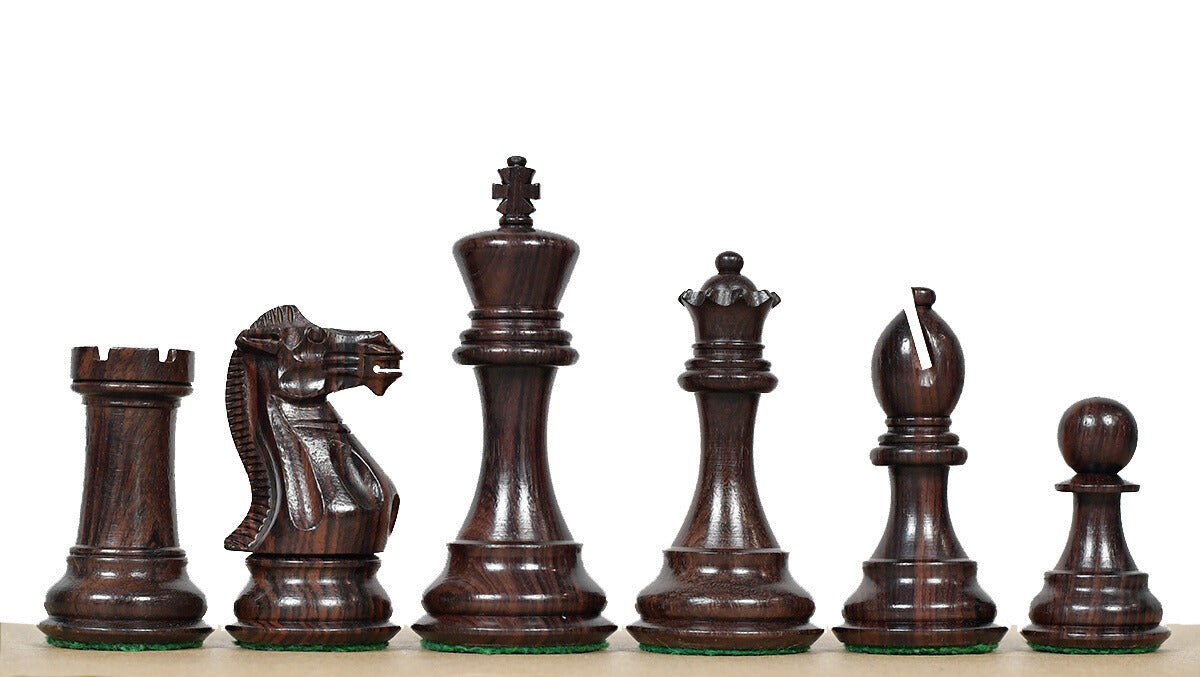 The Honour of Staunton (HOS) Series Weighted Chess Pieces in Rosewood & Natural Boxwood - 4.0" King
