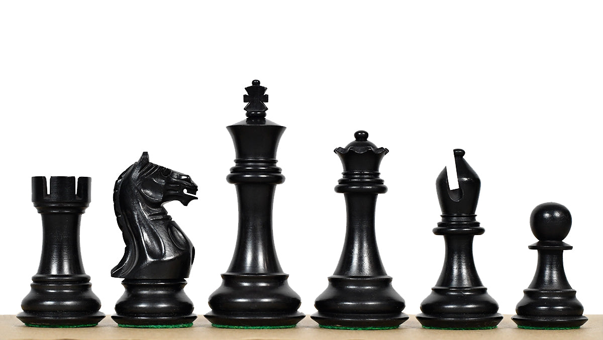 Fierce Knight (Queen's Gambit Series) Staunton Wooden Chess Pieces in Ebonized Boxwood & Box Wood - 4.0" King