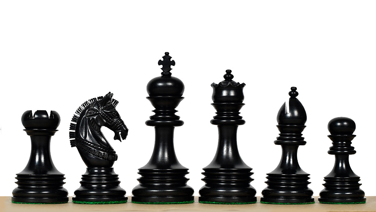 Indian Chetak II Customized Lead Weighted Luxury Chess Pieces in Ebony wood / Boxwood - 4.3" King extra Queens