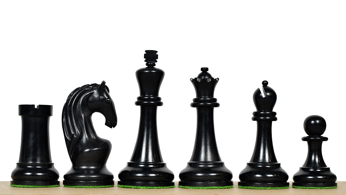 Reproduced 1963-1966 Piatigorsky Cup Chess Pieces in Ebony / Boxwood - 4.2" King