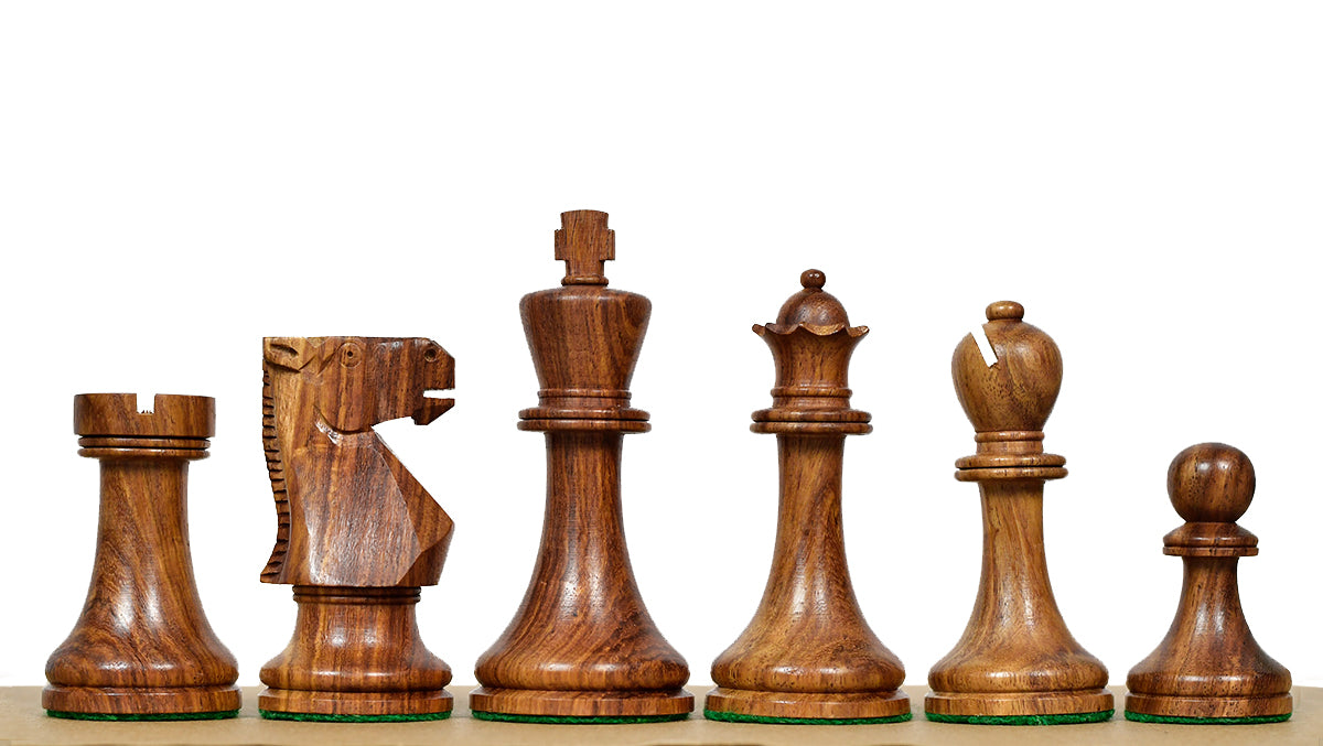 Old Vintage English Staunton Series Chess Pieces in Sheesham & Bowood - 3.8" King