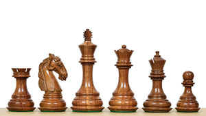 3.8" New Columbian Staunton Series Chess Pieces in Sheesham Wood & Boxwood - 1100 grams