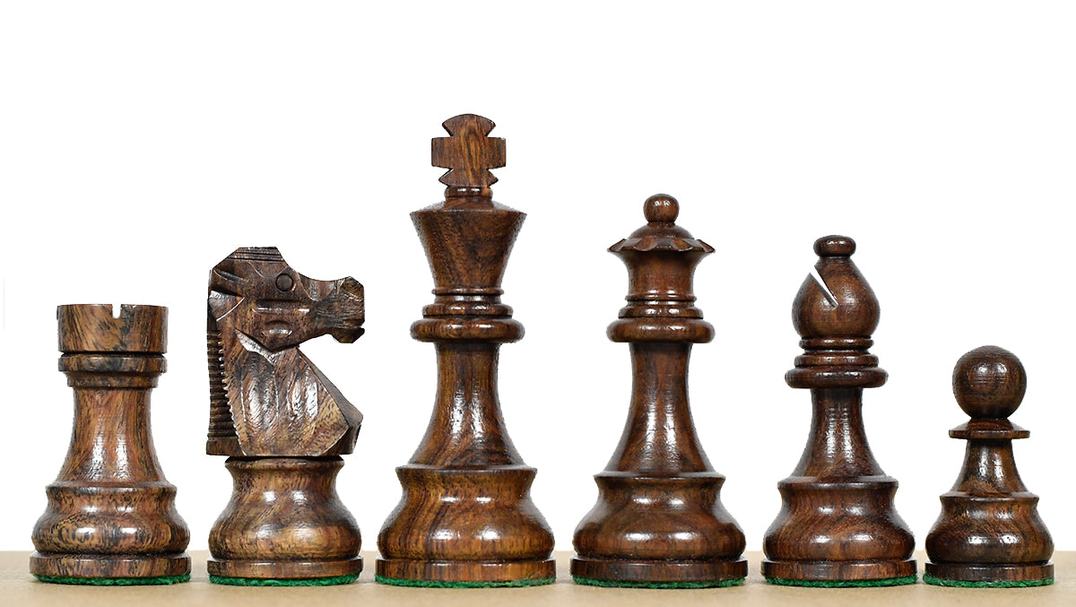 French Lardy Exclusive Weighted Chess Pieces in Sheesham Wood / Box wood - 3.75" Extra Queens