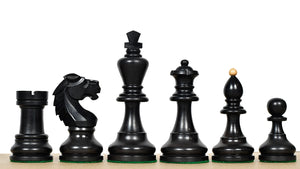 Reproduced Vintage 1950's Circa Bohemia Staunton Series German Chess Pieces in Ebonized Boxwood & Natural Boxwood - 3.89" King