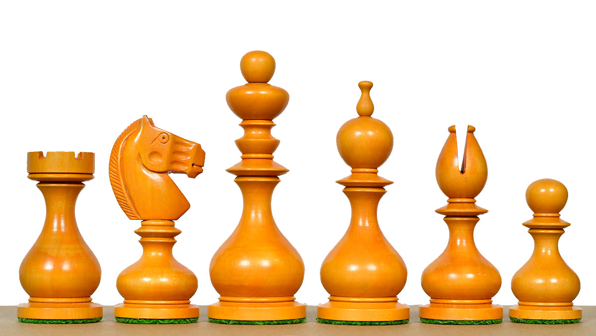 Antique Dublin Calvert Chess Pieces in Ebonized & Antiqued Boxwood 4.1" King - 850 Grams
