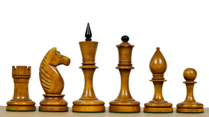 The Repro of Averbakh 1949 Moscow Chess Championship Chess Pieces in Ebonized & Antiqued Boxwood 4.20 inch King - 1130 Grams Weight