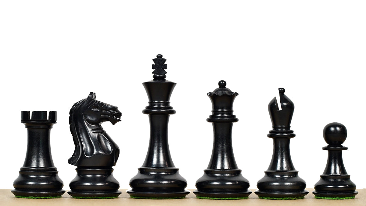 The 4 Inch Supreme Series (The Queen’s Gambit) Staunton Weighted Chess Pieces in Black Ebonized Wood & Boxwood - 1100 grams