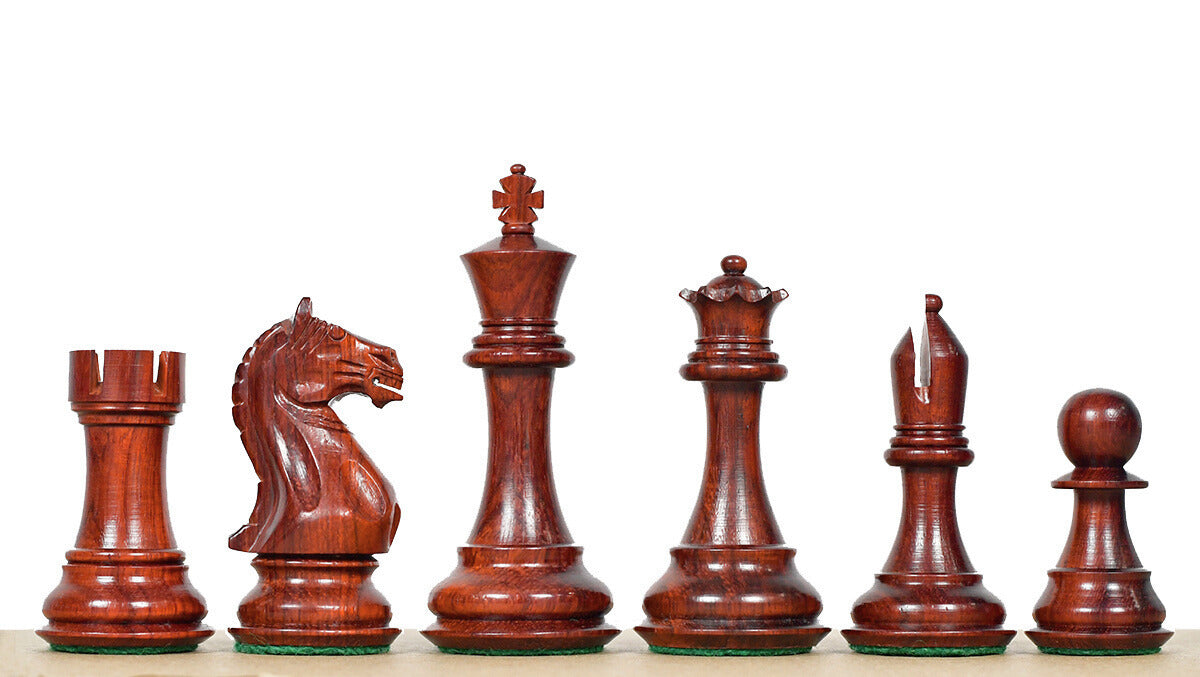 Fierce Knight (The Queen's Gambit) Staunton Series Chess Pieces in Bud Rosewood & Box Wood - 4.0" King