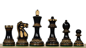 The Parker Staunton Series Lacquered Chess Pieces in Burnt Boxwood & Natural Boxwood - 3.9" King