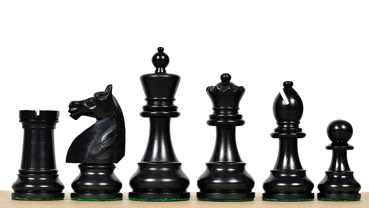 The 4" Repro of 1930s-70s Hastings Chess Congress Set Wooden Chess Pieces in Genuine Ebony & Indian Boxwood - 1350 Grams Weight