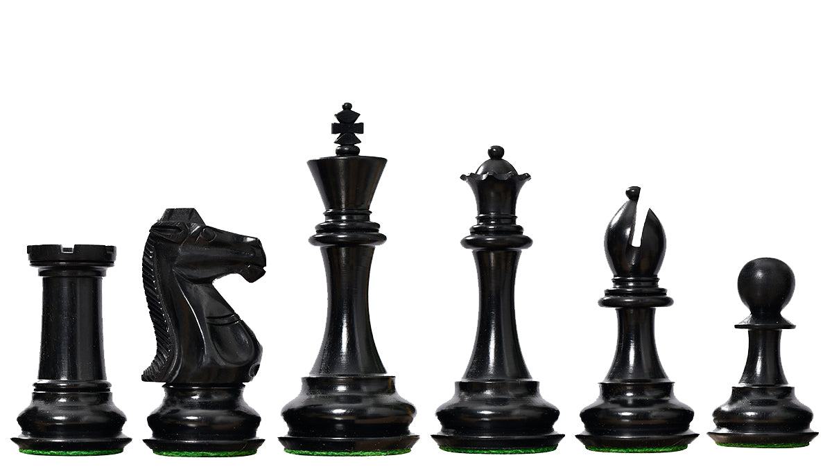 The Old Romeo Staunton Series Weighted Chess Pieces in Ebony & Box Wood - 3.8" King