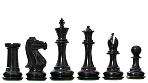 The Old Romeo Staunton Series Weighted Chess Pieces in Ebony & Box Wood - 3.8" King