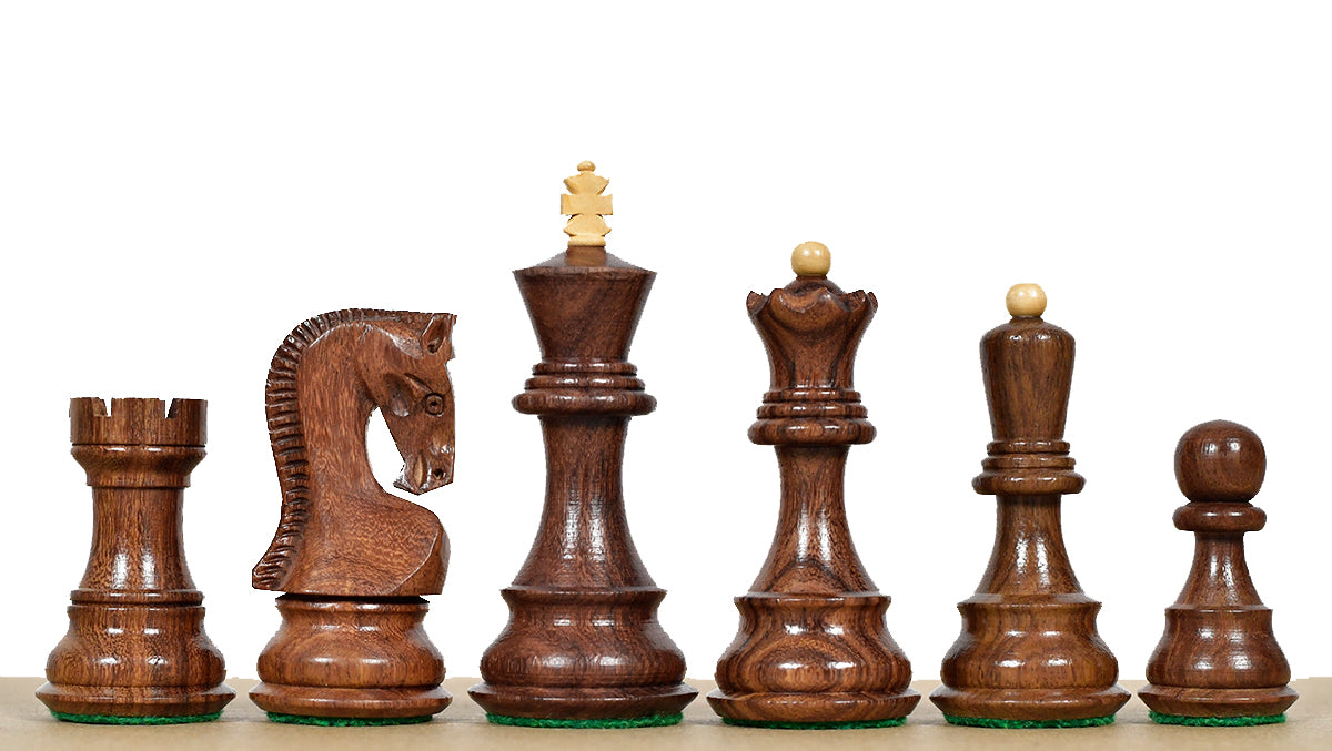1959 World Chess Championship Old Russian Zagreb Chess Pieces - Sheesham Wood & Boxwood - 3.8" King