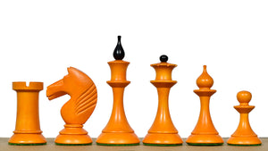 1950s' Soviet (Russian) Latvian Chess Pieces in Ebonized Boxwood / Antiqued Boxwood - 4.1" King Weight 1050 - grams