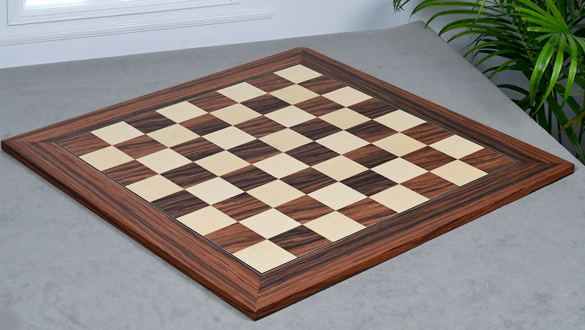 The Soviet Era 1950s' Botvinnik Tournament Weighted Chess Pieces in Sheesham & Boxwood 4.4 inch King - With Santos Palisander pr & Sycamore Chess Board